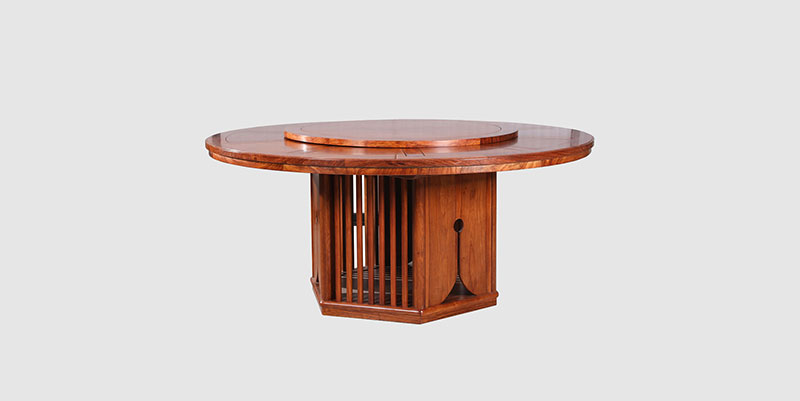 武鸣中式餐厅装修天地圆台餐桌红木家具效果图